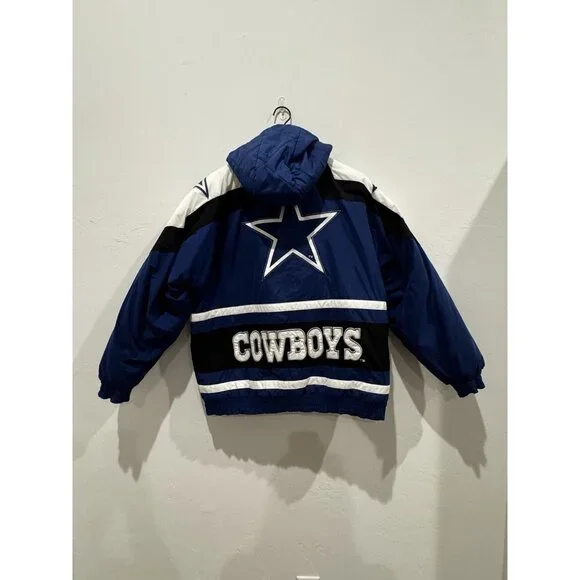 Dallas Cowboys 90s APEX puffer STARS jacket JERRY M blue white NFL Pro Line vtg - Picture 11 of 16